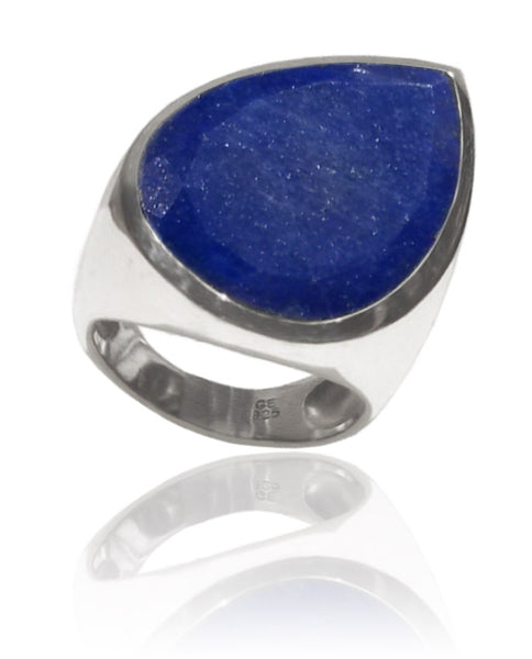 Modern Paisley Cocktail Ring Lapis Lazuli 8