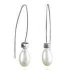 Euro Pin Drop Pearl Earrings White Pearl