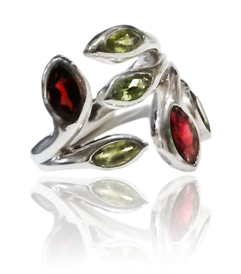 Multi Stone Leaf Ring