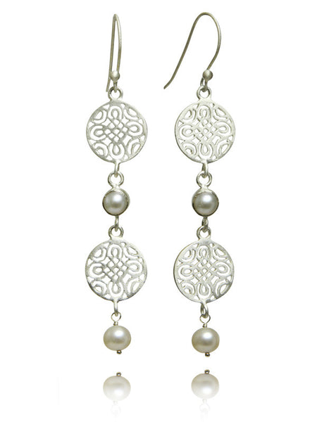 Double Arabesque Disc Pearl Drop
