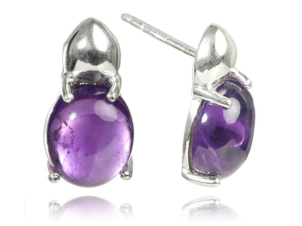 Large Khepri Scarab Stone Beetle Earrings (Amethyst)