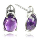 Large Khepri Scarab Stone Beetle Earrings (Amethyst)