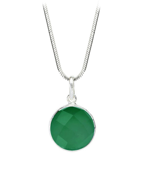 Arabesque Round Cutout Pendant Green Onyx