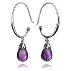 Jaipuri Circular Gemstone Drop Earrings (Amethyst)