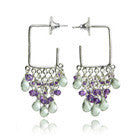 ITALIAN QUADRATO CLUSTER EARRINGS (GREEN AMETHYST/AMETHYST)