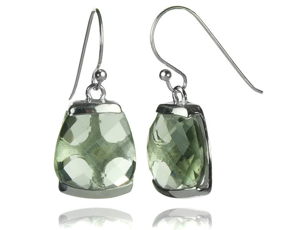 Italian Trapezoidal Earrings (Green Amethyst)