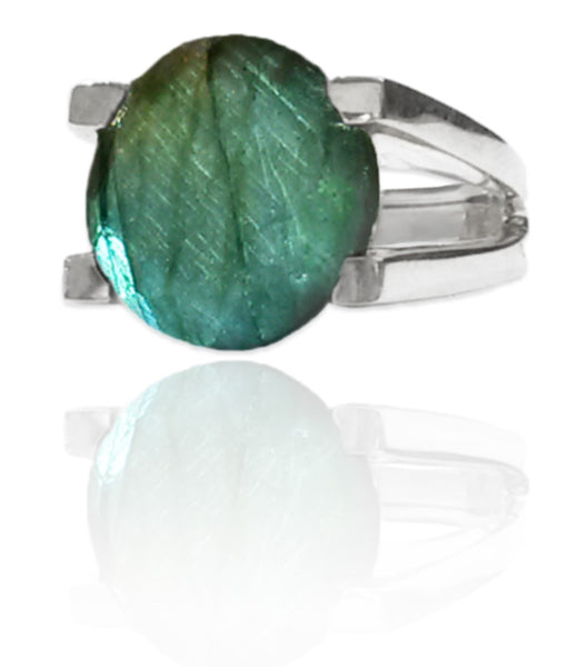 Da Vinci Four Prong Capri Cocktail Ring Labradorite