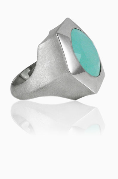 Basilica Ring Aqua Chalcedony