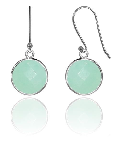Medium Hanging Puntino Earrings Aqua Chalcedony