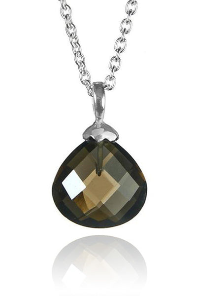 Jaipuri Quartz Drop Pendant with Chain Smokey Quartz