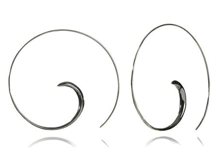 Long Curved Gemstone Drop Earrings Aqua Chalcedony