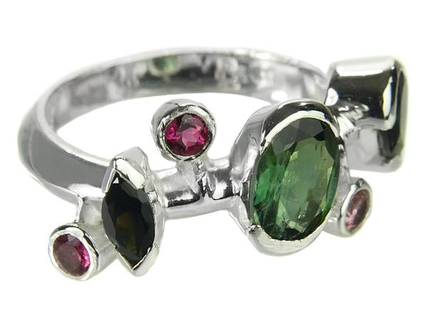 Six Stone Single Line Ring Mixed Tourmaline