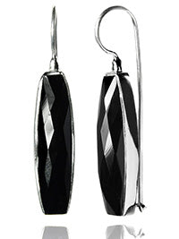 Mini Faceted Vertical Drop Earrings Black Onyx