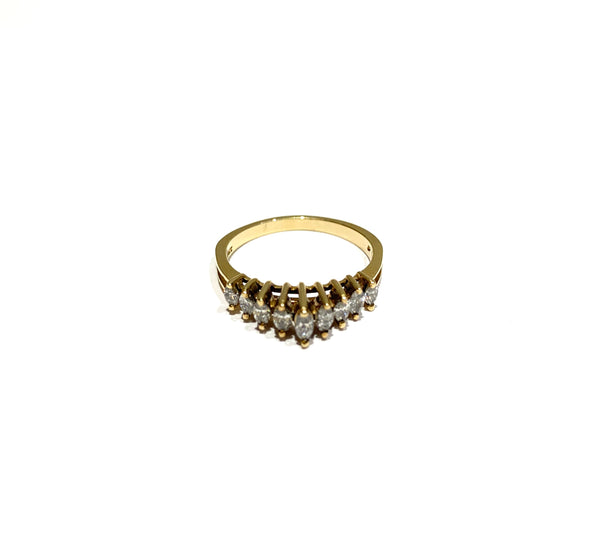 10k Gold Graduating Marquee Diamond Ring Size 7