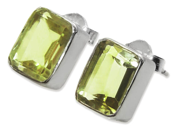 Small Square Gemstone Studs Lemon Topaz