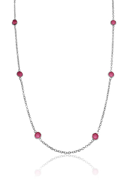 Tiny Kathak 8 Stone Necklace Rough Cut Ruby