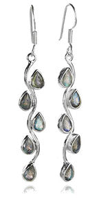 Vertical Stone Leaf Drop Earrings Labradorite