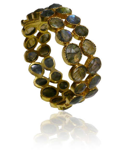 Double Lined Peacock Cuff Labradorite