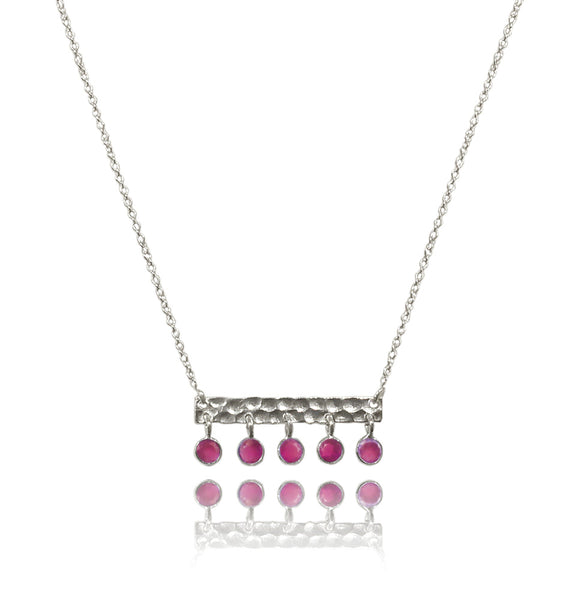 5 Stone Bavaria Bar Necklace Rough Cut Ruby