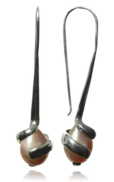 Pearl Wrap Earrings Pink Pearl