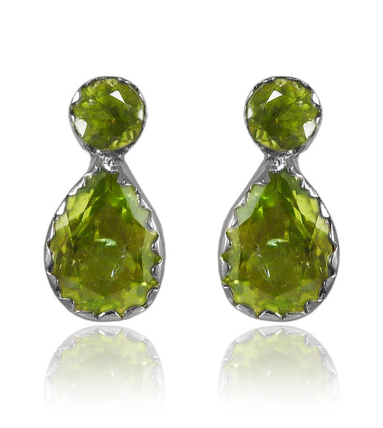 Two Stone Leaf Studs Peridot