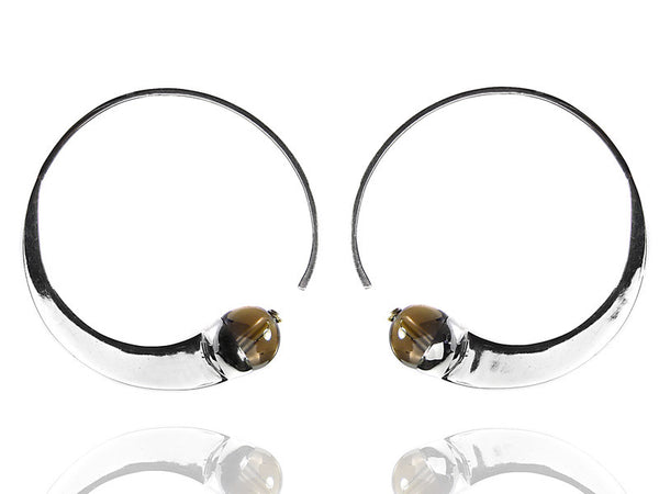 Swirly Earrings with Smokey Quartz