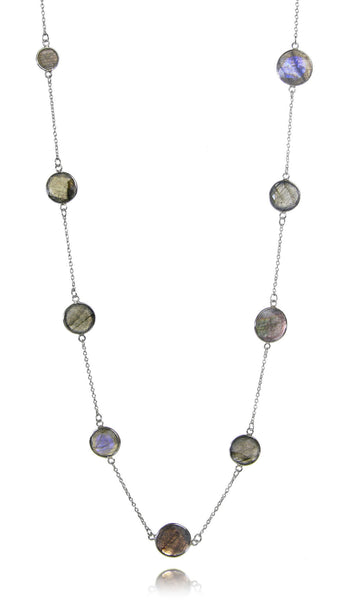 Faceted 17 Stone Capri Long Necklace Labradorite