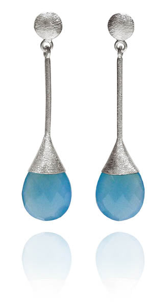 Indian Peacock Earrings Blue Chalcedony