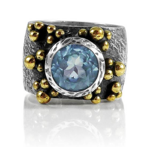 Haifa Garden Ring with Stone Blue Topaz