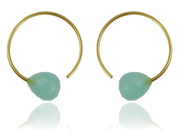 Gold Plated Mantra Stone Swirls Aqua Chalcedony