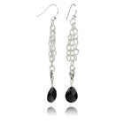 Triple Chained Quartz Drop Earrings (Black Onyx)