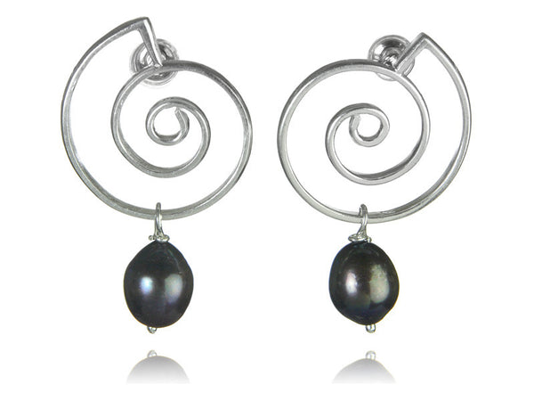 Spanish Concentric Swirl Pearl Earrings