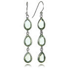Japuri Three Stone Tear Drop Earrings (Green Amethyst)