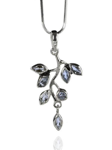 Jaipuri Stone Leaf Pendant (Aquamarine)