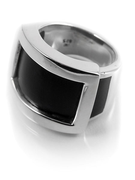 Zocalo Silver Framed Wood Ring