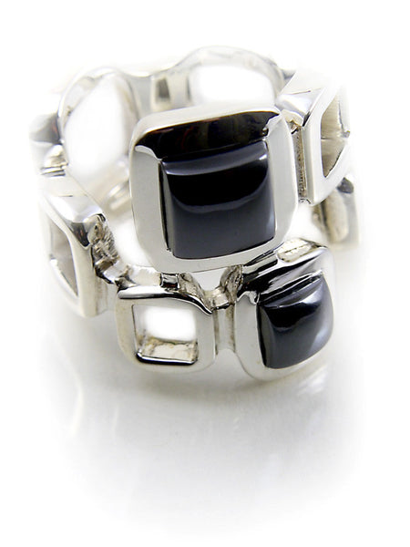 Multi Square Zocalo Band with Stones