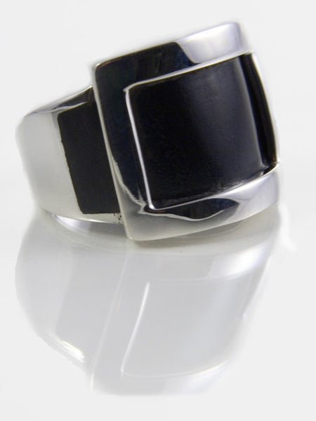 Zocalo Silver Framed Wood Ring