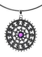 Medium Jaipuri Kundun Medallion - Oxidized (Amethyst)