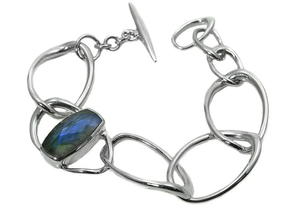 Capri Isola Bracelet with faceted oval stone (Labradorite)