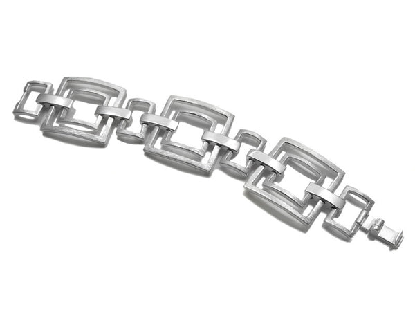 Large Brushed Square Linked Bracelet