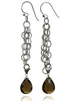 Triple Chained Quartz Drop Earrings (Smokey Quartz)