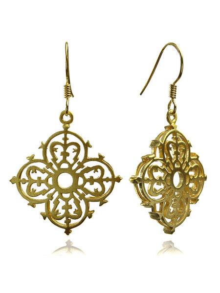 18K Gold Plated Arabesque Flower Earrings