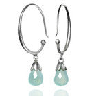 Jaipuri Circular Gemstone Drop Earrings (Aqua Chalcedony)