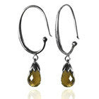 Jaipuri Circular Gemstone Drop Earrings (Smokey Quartz)