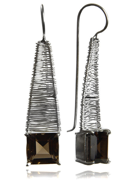 Step Ladder Earrings with Square Stone (SQ)