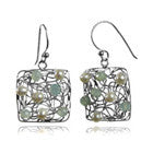 Square Mesh Gemstone Earrings
