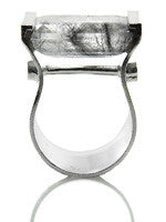 Industrial Italian Cocktail Ring (Black Rutile Quartz)