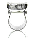 Industrial Italian Cocktail Ring (Black Rutile Quartz)