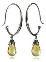 Jaipuri Circluar Gemstone Drop Earrings (Citrine)