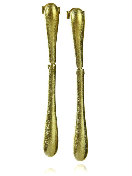 Gold Plated Satin Bilbao Large Drops
